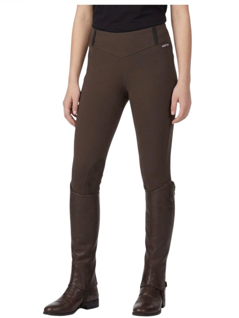Kerrits Girls Medium Green Brown Thigh Patch Equestrian Riding Breeches EUC